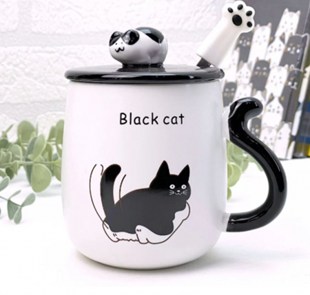 Cani Ceramica - Cana cu capac 3D, PISICA TOM, 400ml