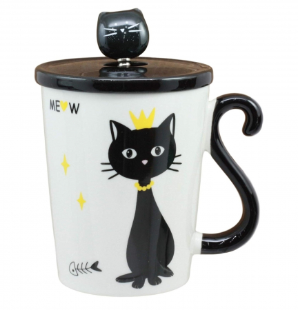 Cani Ceramica - Cana cu capac, PISICA LUCY, 300ml