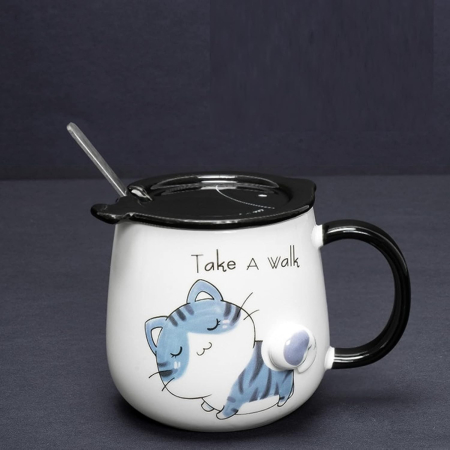 Cana cu capac, PISICA SHAUN, Albastru, 420ml [2]