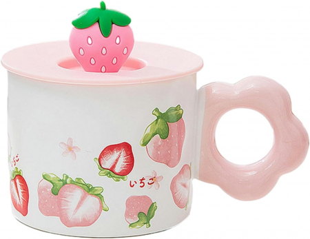 Cani Ceramica - Cana cu capac FRAGOLA, 420ml