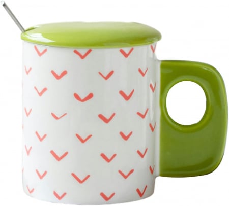 Cani Ceramica - Cana cu capac VIGO, Verde, 350ml