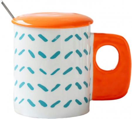 Cani Ceramica - Cana cu capac VIGO, Portocaliu, 350ml