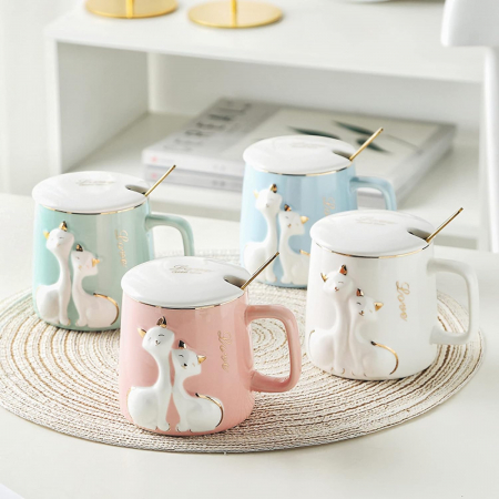 Cana cu PISICA LOVE, Alb, 400ml, Cu capac [1]