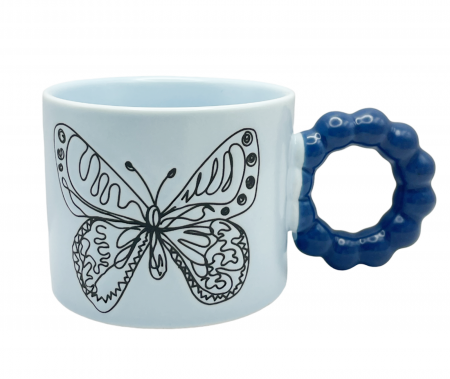 Cani Ceramica - Cana de cafea BUTTERFLY, Bleu, 350ml