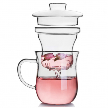 Cana de sticla borosilicata NILS, Cu infuzor si capac, 400ml [1]