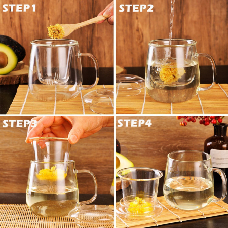 Cana de ceai NILS din sticla borosilicata, 500 ml, Cu infuzor si capac [1]