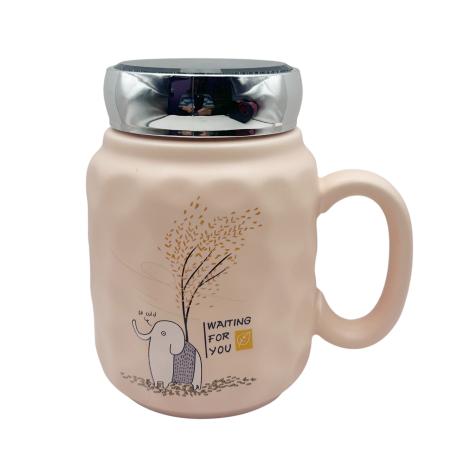 BUCATARIE & SERVIRE - Cana de voiaj NATURE 400 ml, Cu capac, Ceramica