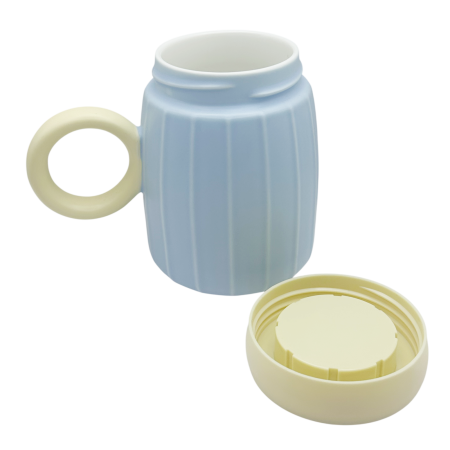 Cana de voiaj BLUE PASTEL 480 ml, Cu capac, Ceramica [3]