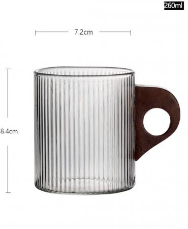 Cana de sticla borosilicata JESSIE, Maner lemn, 260ml [1]