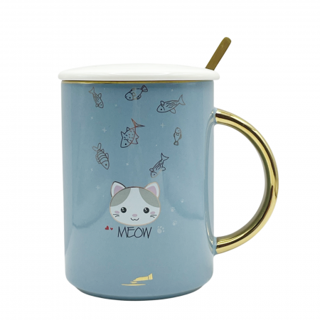 Cani Ceramica - Cana Pisica IZZY cu capac, 325ml