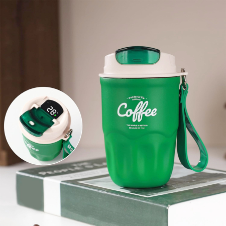 Cana termos verde din otel inoxidabil 360ml, cu afisaj de temperatura [4]