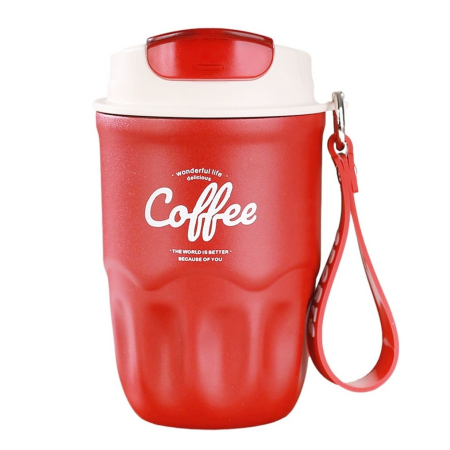 Termosuri - Cana termos rosie din inox 360ml, cu afisaj de temperatura