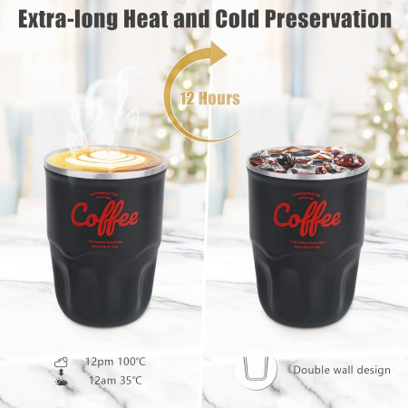 Cana termos neagra din inox 360ml, cu afisaj de temperatura [2]