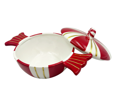 Cutie ceramică de Crăciun în formă de bomboană - pentru dulciuri – vas decorativ pentru dulciuri [1]