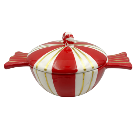 MAGIE DE CRACIUN - Cutie ceramică de Crăciun în formă de bomboană - pentru dulciuri – vas decorativ pentru dulciuri