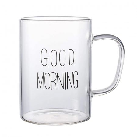 Servire Ceai & Cafea - Cana sticla borosilicata GOOD MORNING, 450ml