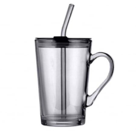 SERVIREA MESEI - Cana din sticla cu pai TRAVEL, 450ml