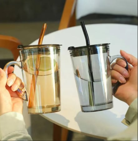 Cana din sticla cu pai TRAVEL, 450ml [4]