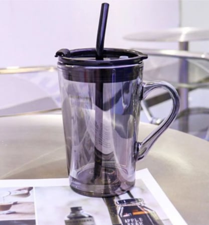 Cana din sticla cu pai TRAVEL, 450ml [2]