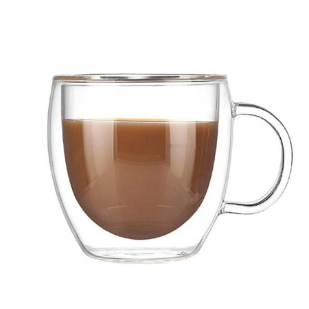 Servire Ceai & Cafea - Cana din sticla borosilicata cu perete dublu THEA, 300ml
