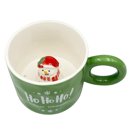 CANI & CESTI CRACIUN - Cana Verde HO HO HO cu Om de Zapada în Interior