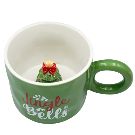 CANI & CESTI CRACIUN - Cana Verde de Craciun JINGLE BELLS cu Brad în Interior
