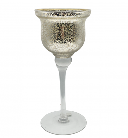 Aromaterapie - Pahar din sticla - Suport pentru lumanare GLAM, Auriu, 13x29cm