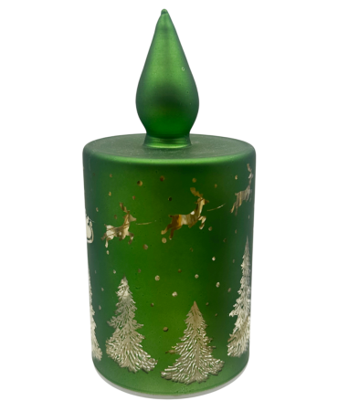 Candela LED verde cu braduti si reni aurii HARMONY [1]