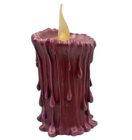 LUMANARI & ULEIURI PARFUMATE CRACIUN - Lumânare Decorativă bordo SEASON cu LED - Efect ceara topita, 14cm