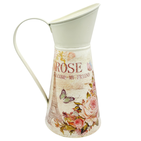De Gradina - Carafă decorativă metalică „Rose Garden” vintage