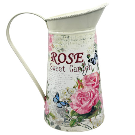 De Gradina - Carafă decorativă metalică „Rose Garden” vintage