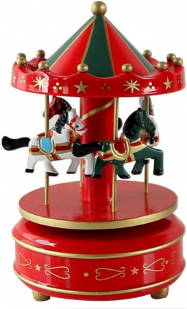 Cutii Muzicale - Carusel muzical HORSES, Rosu/ Verde