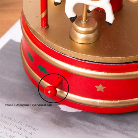 Carusel muzical MERRY GO ROUND, Rosu/ Auriu, 13x25cm [3]