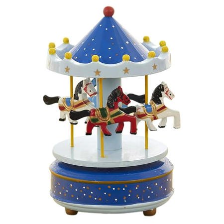 Cutii Muzicale - Carusel muzical rotativ cu caluti CAROUSEL - Albastru