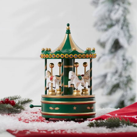 Carusel muzical MERRY GO ROUND, Verde/ Auriu, 13x25cm [5]