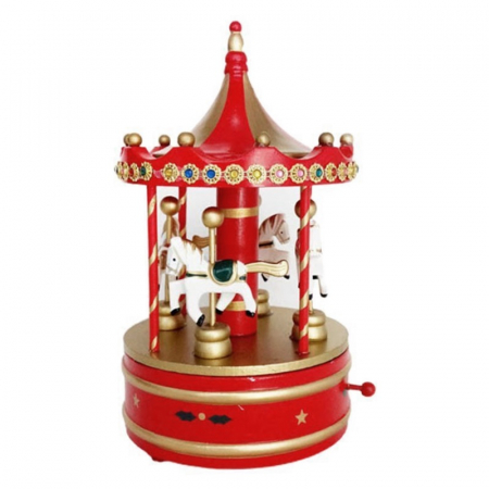 Carusel muzical MERRY GO ROUND, Rosu/ Auriu, 13x25cm [2]