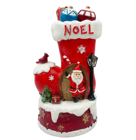 DECORATIUNI LUMINOASE - Decorațiune Crăciun cu LED și muzică – Cizmulița lui Moș Crăciun NOEL