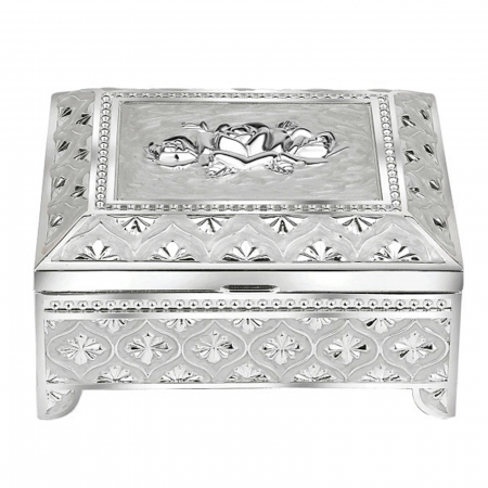 Obiecte Argintate - Caseta bijuterii sidefata SARAH, Alb/ Argintiu, 12x10x6cm