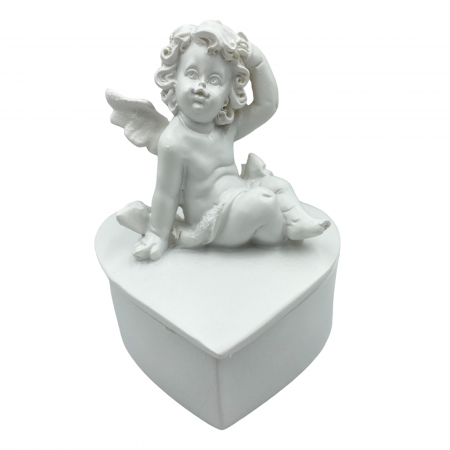 Figurina Inger cu caseta bijuterii, Angelo, Alb, 7cm [1]