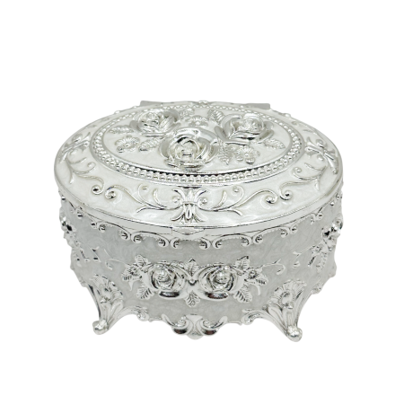Caseta bijuterii ROSES - cutie argintata rotunda vintage [2]