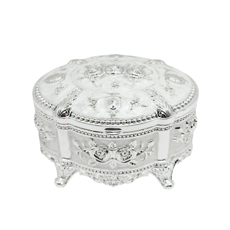Caseta bijuterii ROSES - cutie argintata ovala vintage [1]