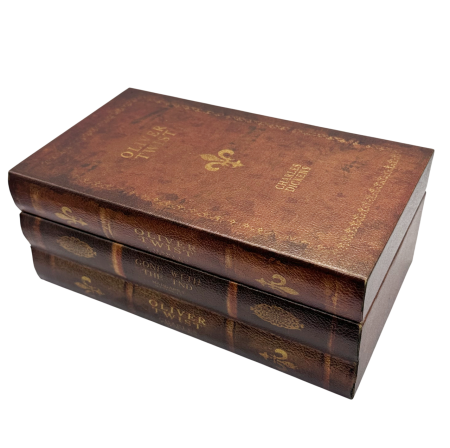 Caseta decorativa tip carte VINTAGE LIBRARY - 25x15x10 cm – Maro antichizat [2]