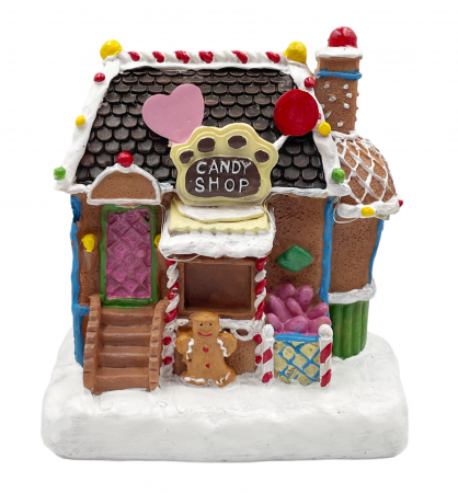 SWEET WONDERLAND - Casuta Craciun cu lumina LED BISCUIT, 13x15cm