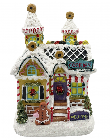 SWEET WONDERLAND - Casuta Craciun cu lumina LED COOKIES, 12x18cm
