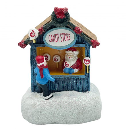 SWEET WONDERLAND - Casuta Craciun cu lumina LED CANDY STORE, 10cm
