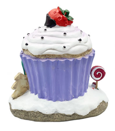 Casuta Craciun cu lumina MUFFIN COTTAGE, Mov, 11x12cm [1]