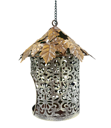 Casuta decorativa - Suport candela LEAF, 12x22cm, Metal [3]