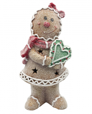 DECORATIUNI LUMINOASE - Figurina Fetita turta dulce cu lumina LED SUGAR, 18x13x43cm
