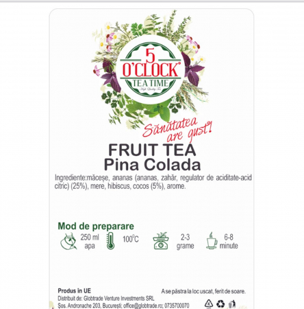 Ceai de fructe PINA COLADA cu cocos si ananas, 50g [1]
