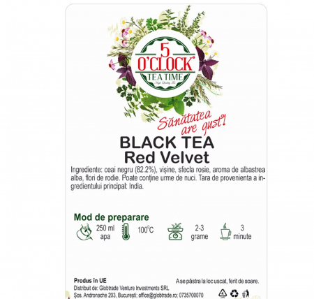 Ceai negru RED VELVET, Cu visine, 50g [2]